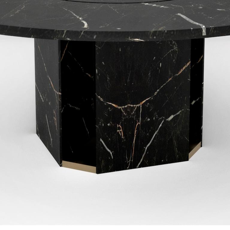 italien Table de salle à manger ronde en marbre Delta, Giorgio Bonaguro en vente