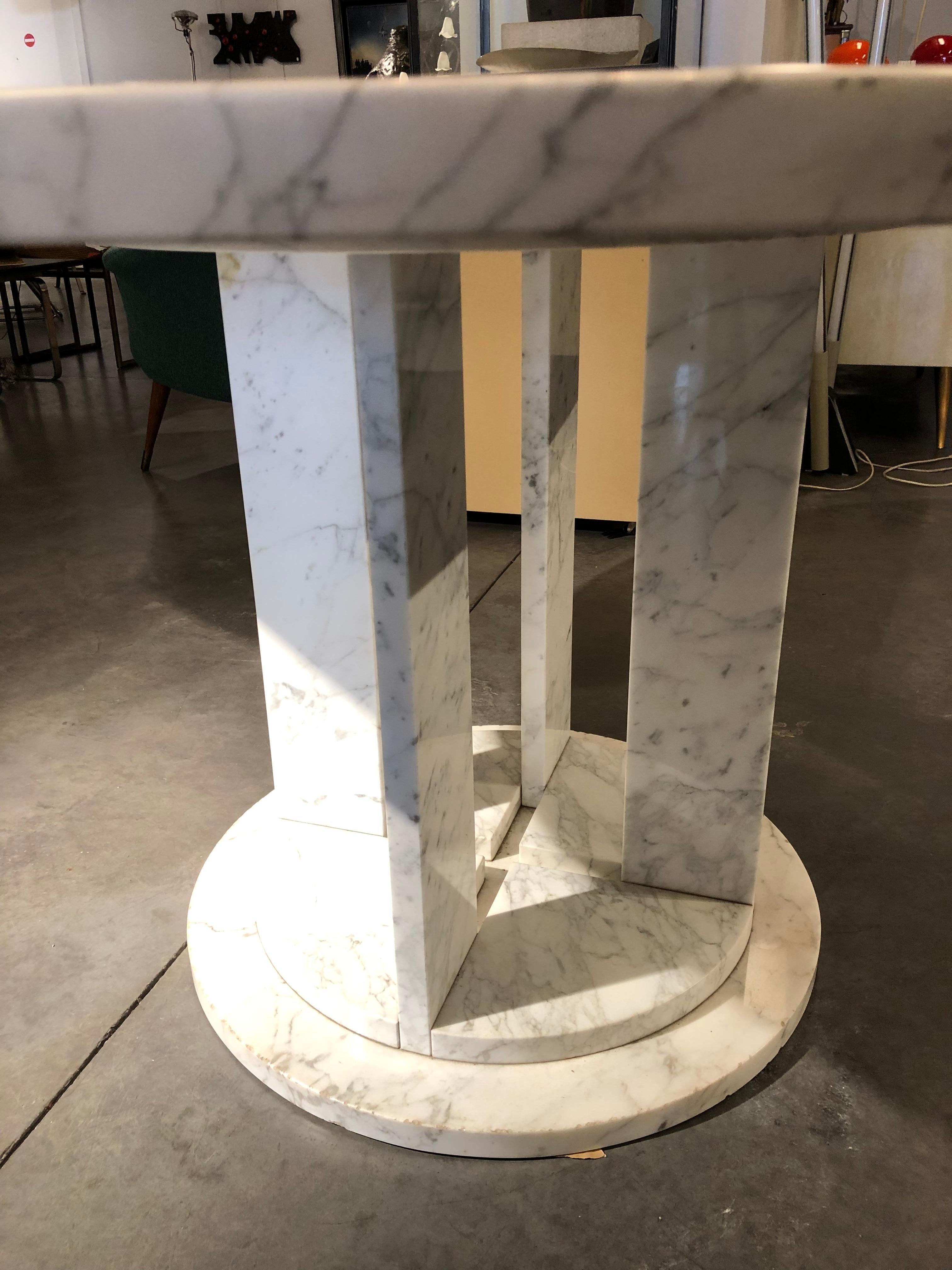 Late 20th Century Round Marble Diner Table
