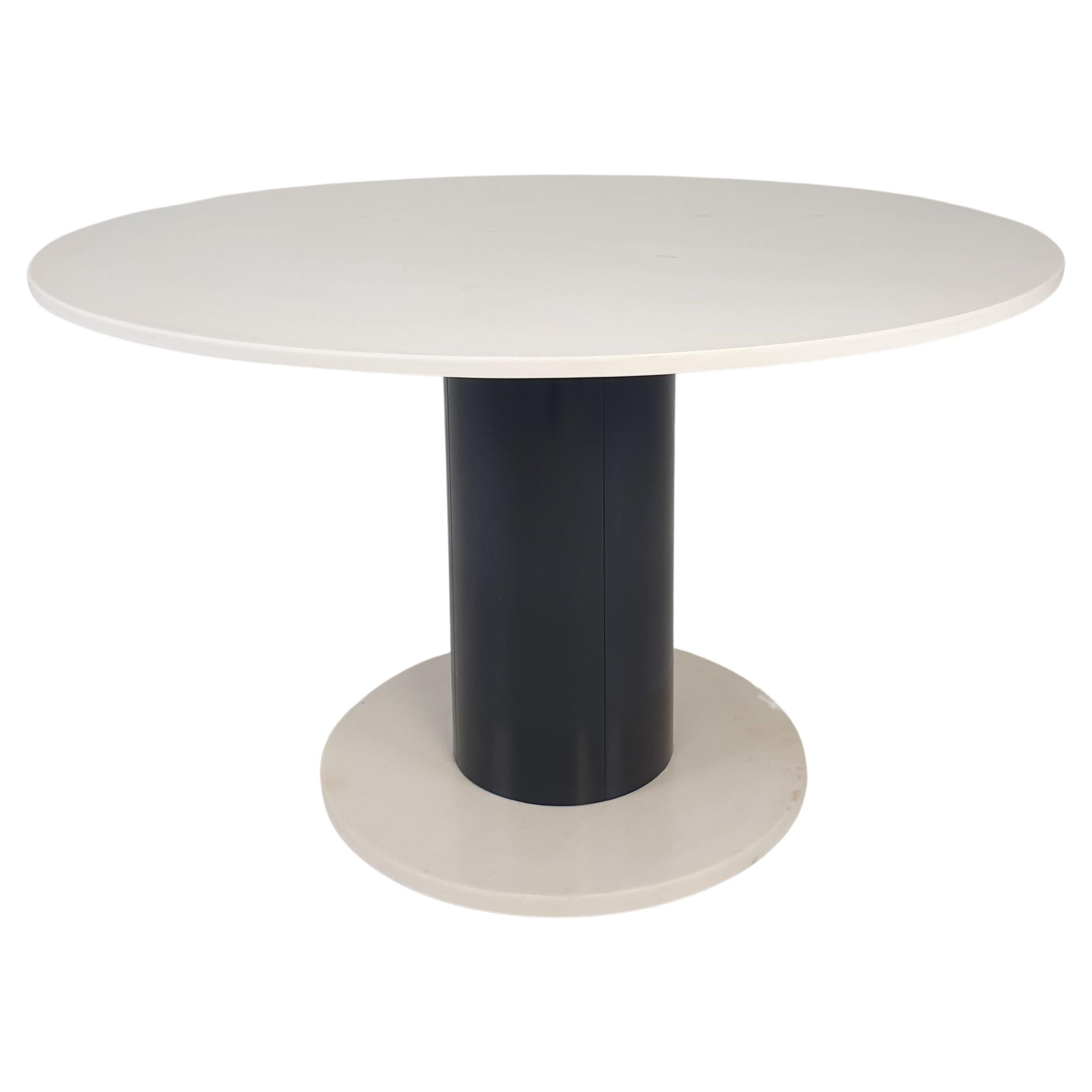 Round Marble Dining Table in the Style of Ettore Sottsass, 1980's For Sale