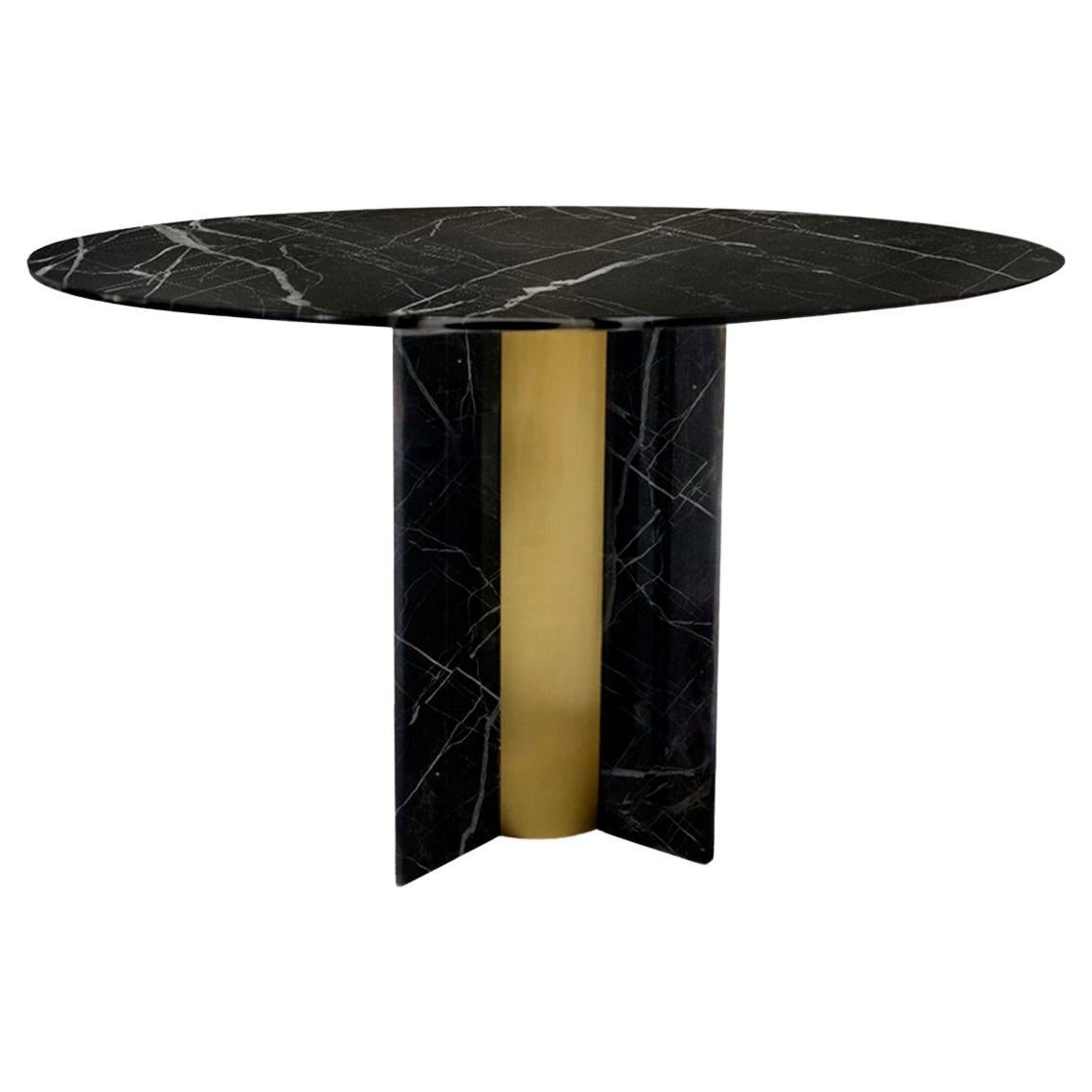 Table de salle à manger ronde en marbre « Small Black Coloss »
