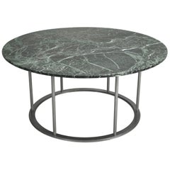 Round Marble Dining Table with a Steel Base for Indoor or Outdoor Use