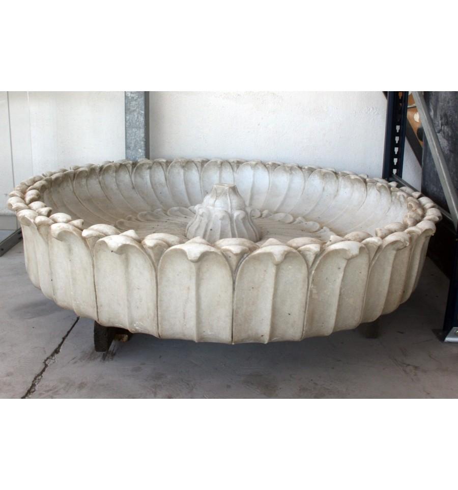 Italian Round Marble Hand-Carved One Piece Floor Fountain