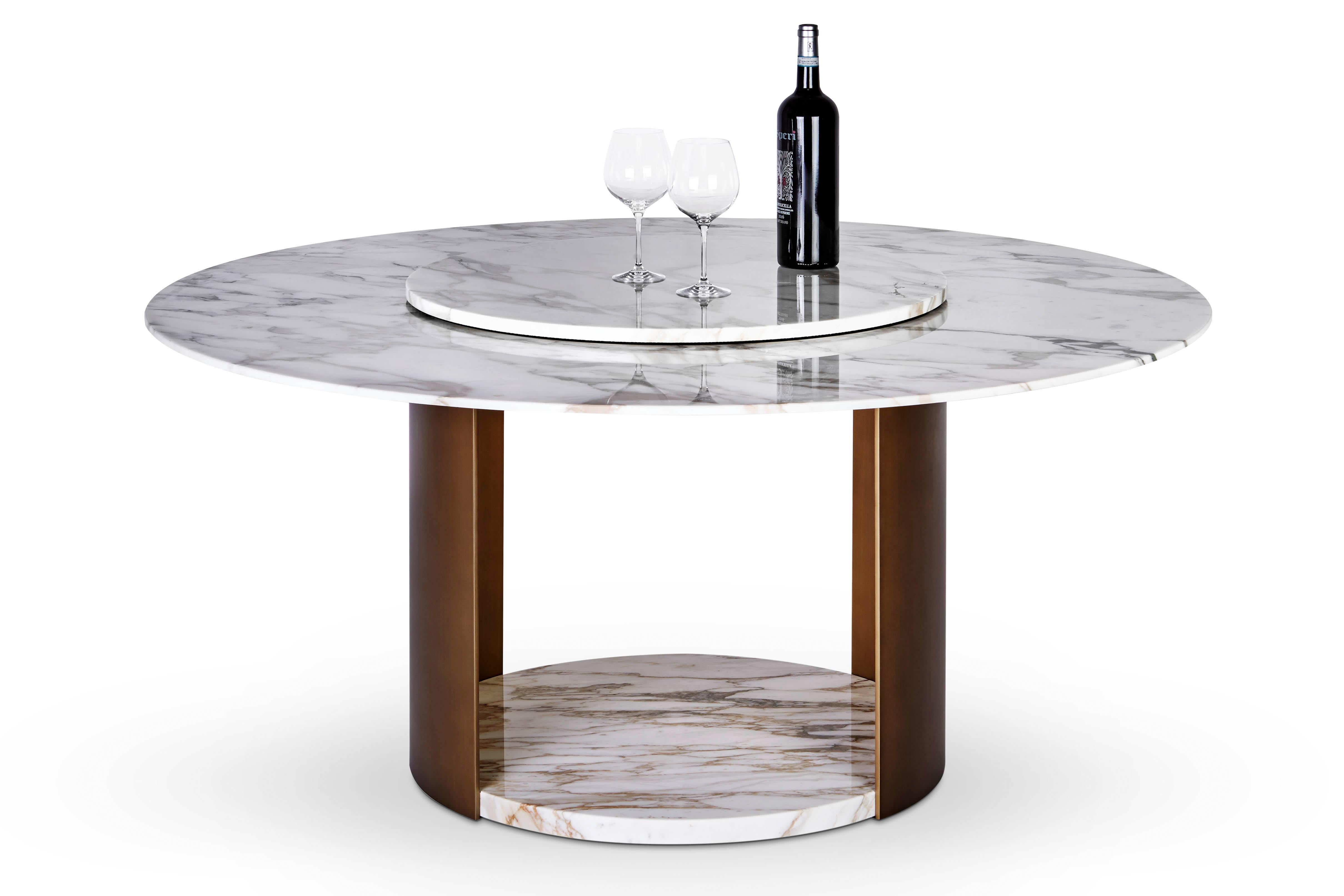 Table de salle à manger ronde en marbre « Milos », Giorgio Bonaguro Neuf - En vente à Geneve, CH