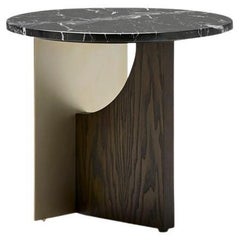 Round Marble Side Table in Custom Wood and Metal Finishes