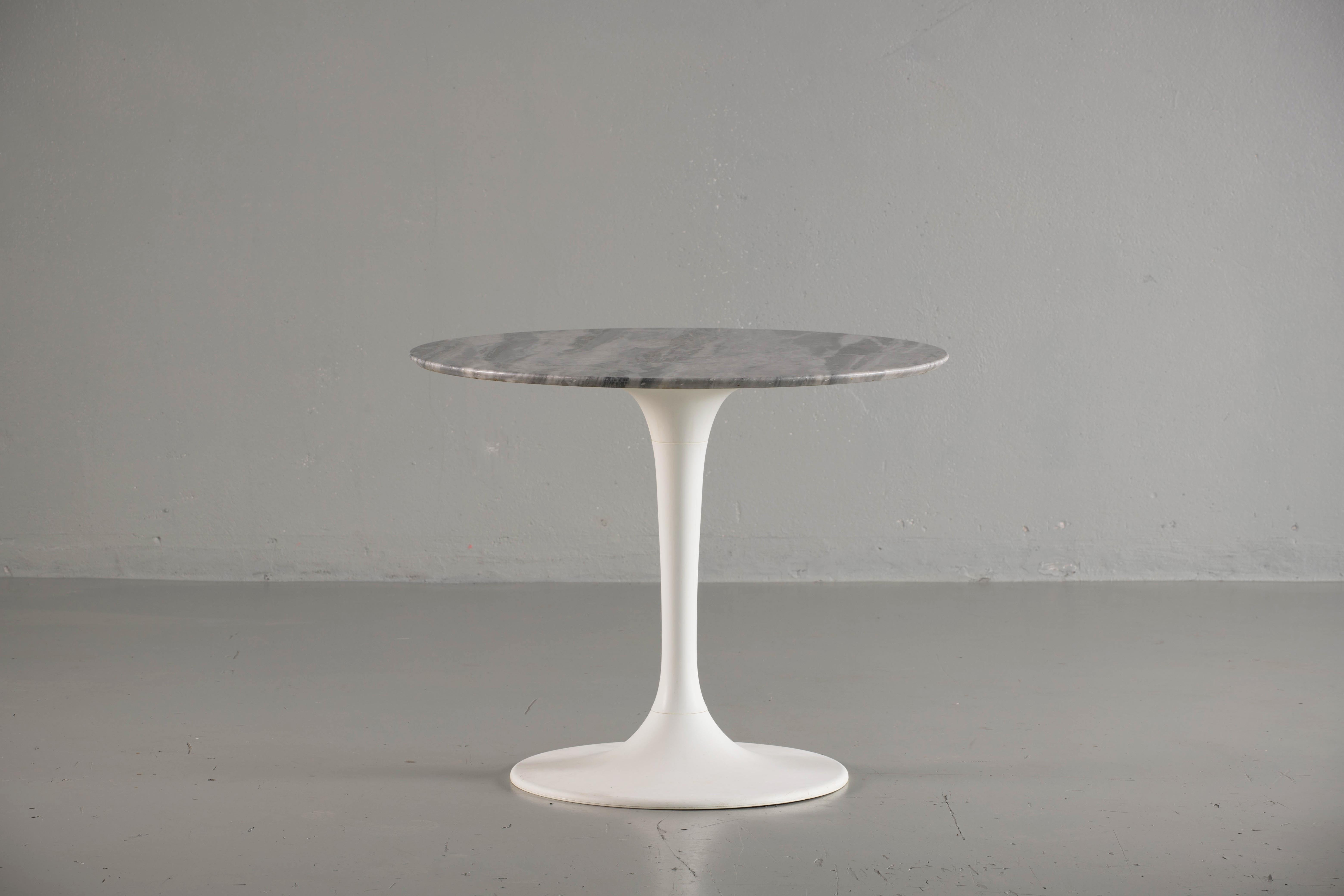 Aluminum Round Marble Table, 1960