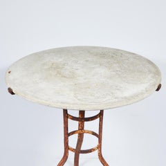 Round Marble-Top and Iron Garden Table from Late 19th Century France