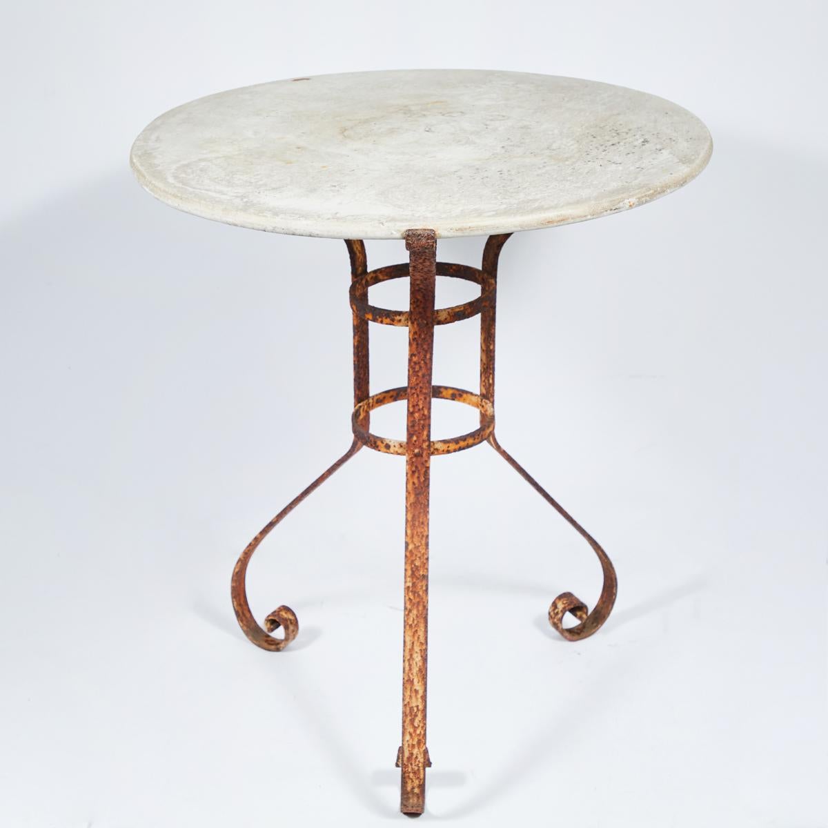 Round Marble-Top and Iron Garden Table from Late 19th Century France 1