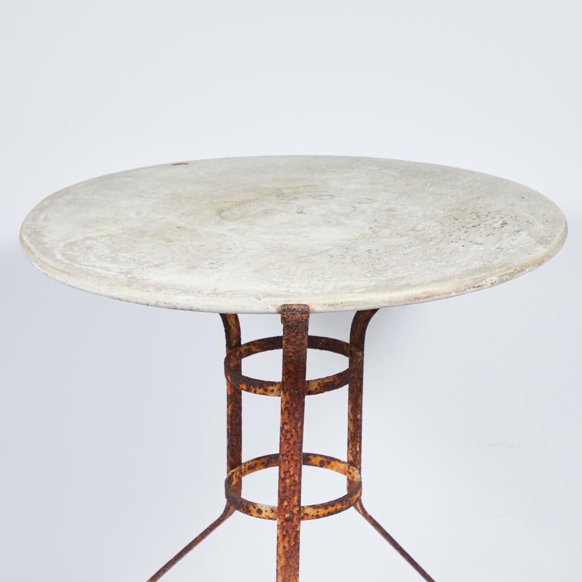 Round Marble-Top and Iron Garden Table from Late 19th Century France 3