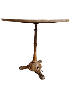 Round Marble Top & Cast Iron Pedestal Base Bistro Table  30"D x 28.75"H