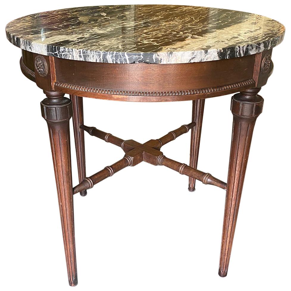 Round Marble-Top End Table For Sale