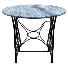Antique Round Marble Top Garden Dining Table