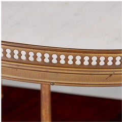 Round Marble Top Gueridon Table With Mahogany Shelves