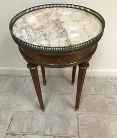 Round Marble-Top Louis XVI Bouillotte Side Table