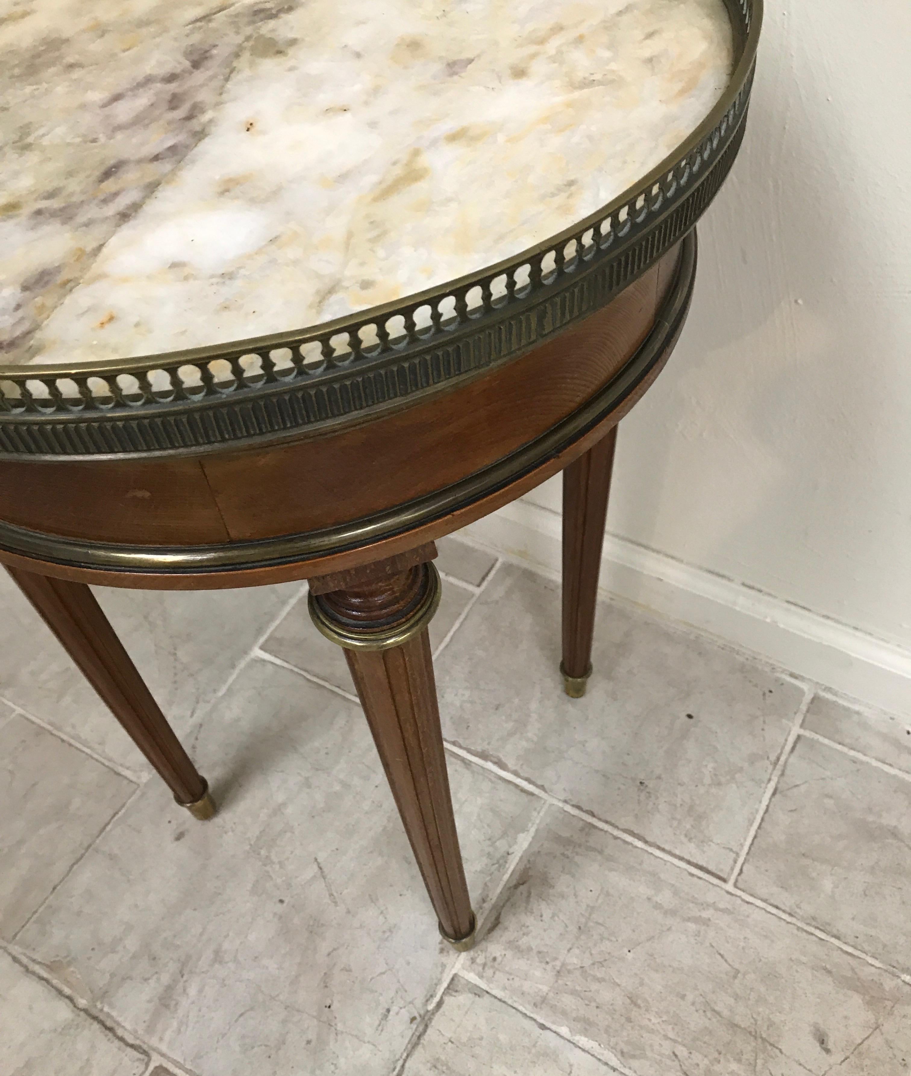 Spanish Round Marble-Top Louis XVI Bouillotte Side Table