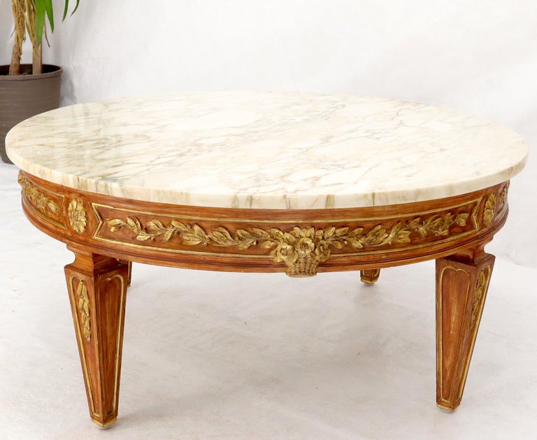 Round Marble Top Ornate Carved Mahogany Base Coffee Table For Sale at 1stDibs antique round