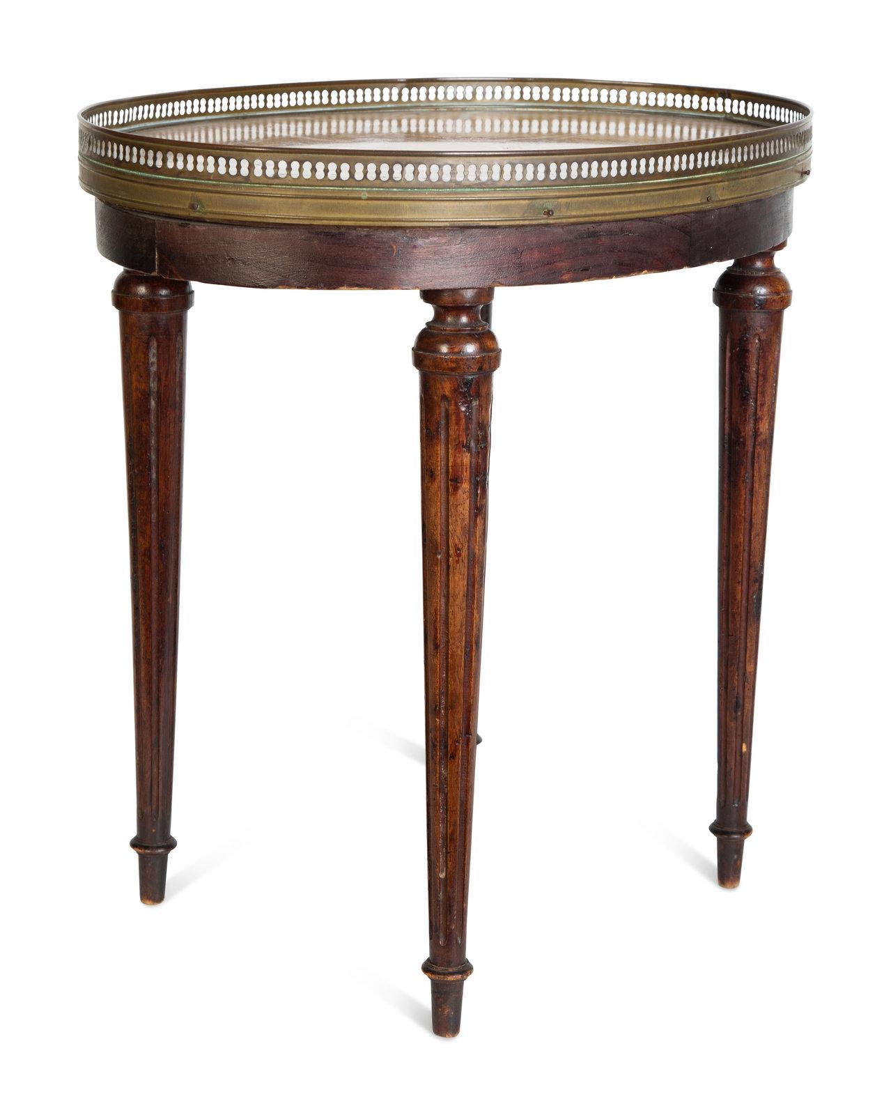 Round Marble Top Side Table with a Gallery and Reeded Legs, Late 19th Century 1
