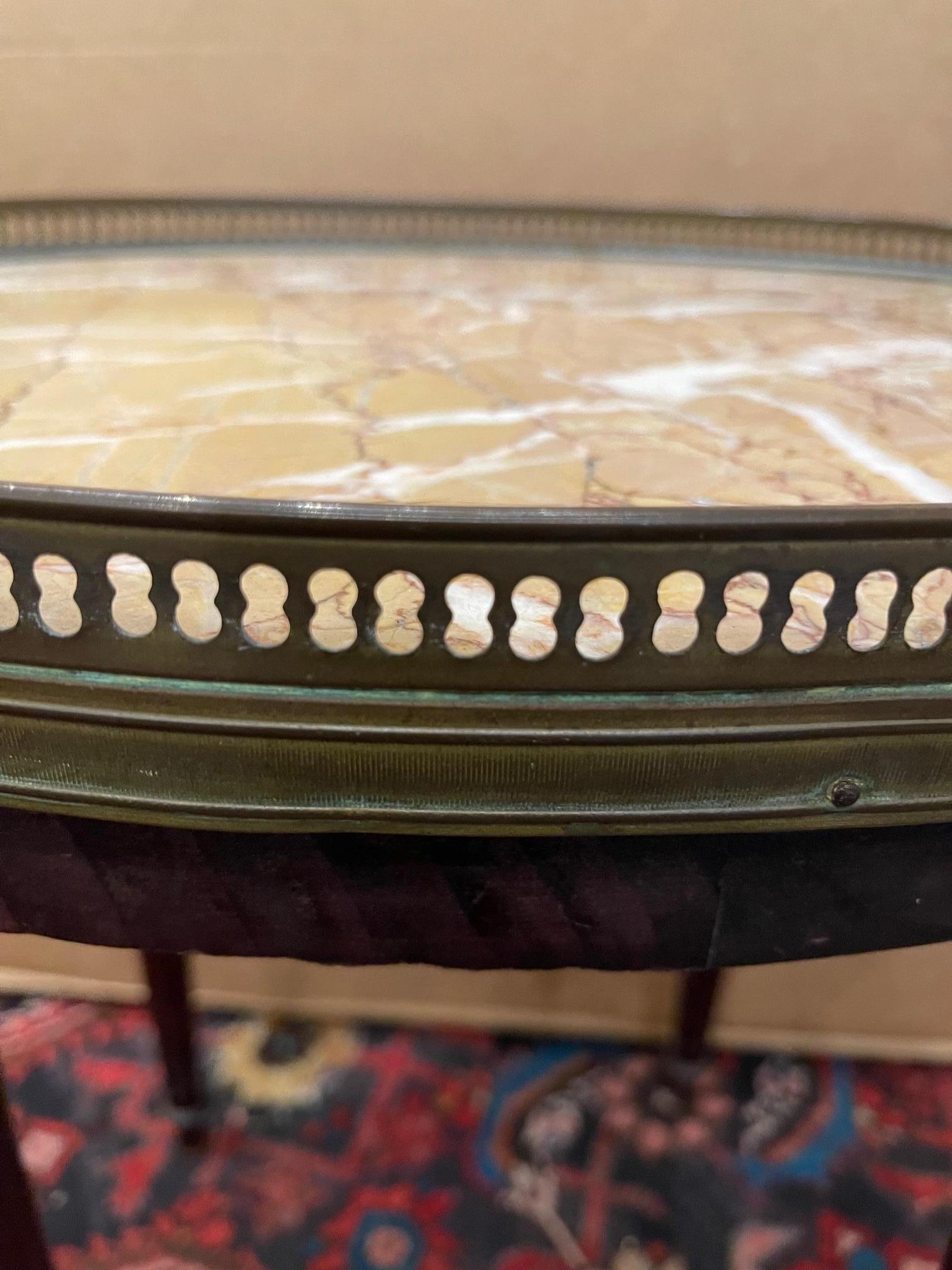 Round Marble Top Side Table with a Gallery and Reeded Legs, Late 19th Century 4