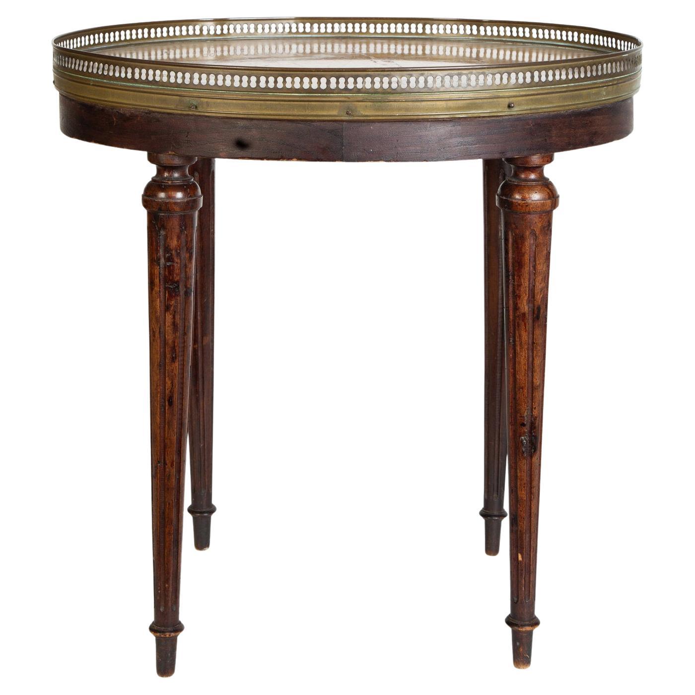 Round Marble Top Side Table with a Gallery and Reeded Legs, Late 19th Century