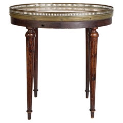 Round Marble Top Side Table with a Gallery and Reeded Legs, Late 19th Century
