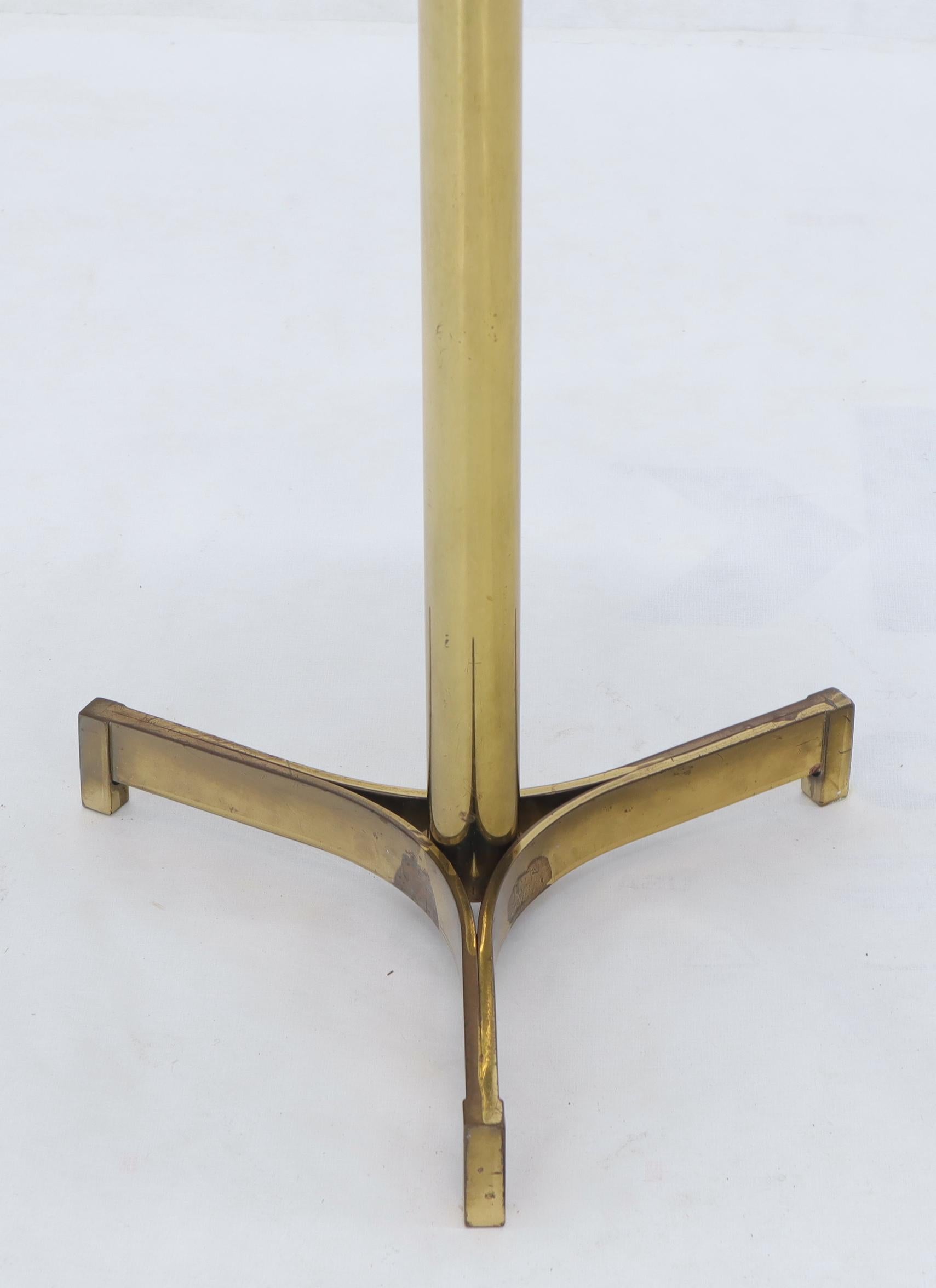 20th Century Round Marble Top Tripod Brass Base Legs Occasional Butler Side Table For Sale