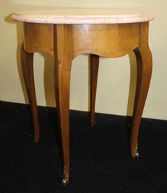 Round Marble Topped Satinwood Wine Occasional Table