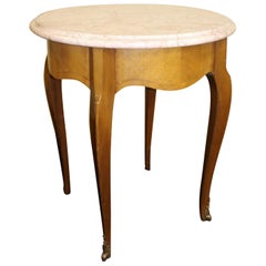Round Marble Topped Satinwood Wine Occasional Table