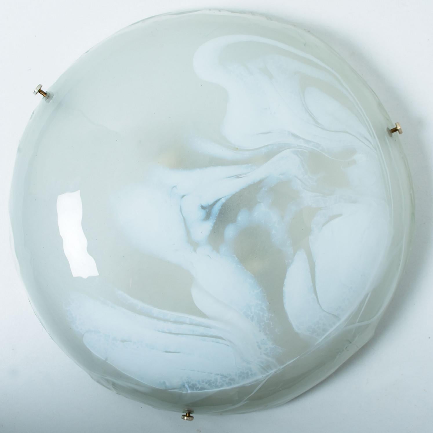 Round Marbled Glass Wall Light by Hillebrand, Germany, 1960s For Sale 3