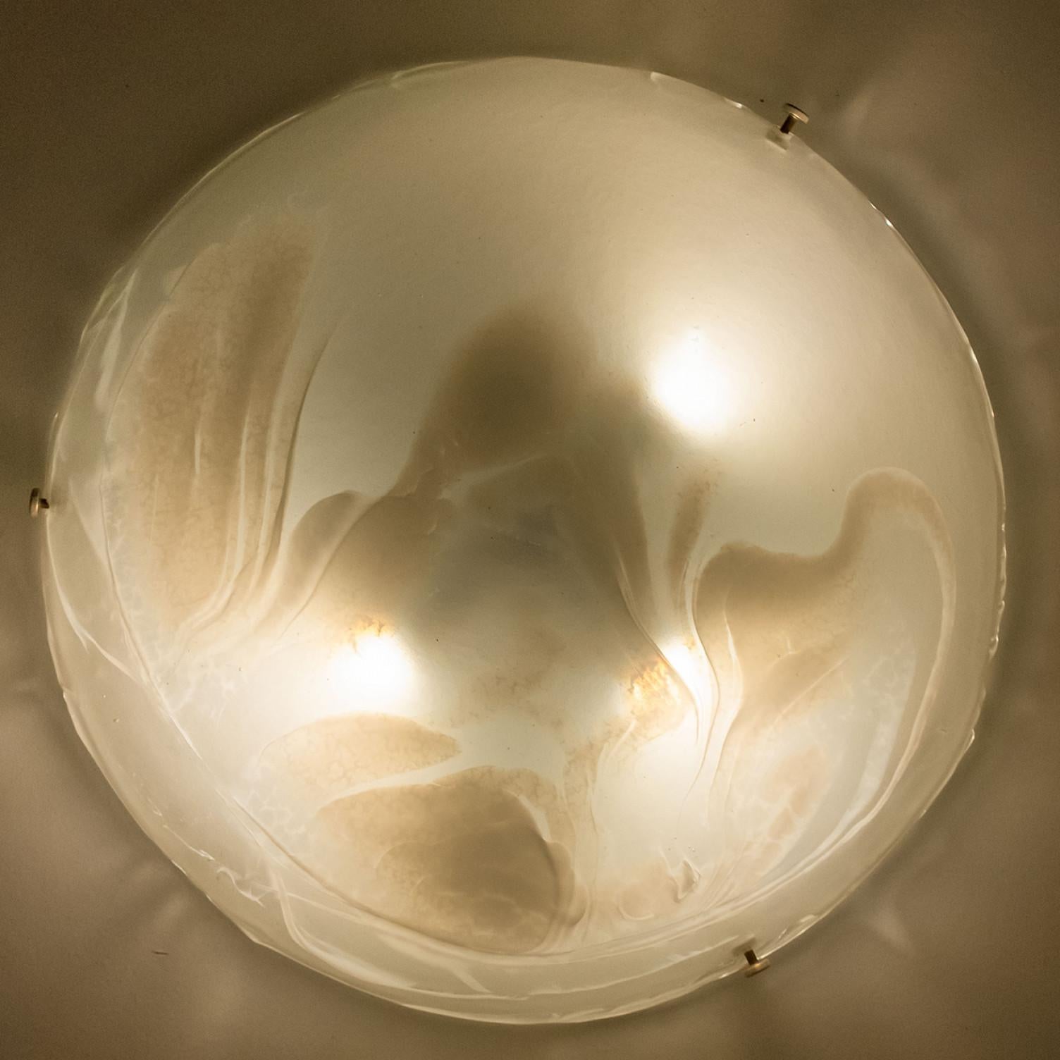 Mid-Century Modern Round Marbled Glass Wall Light by Hillebrand, Germany, 1960s