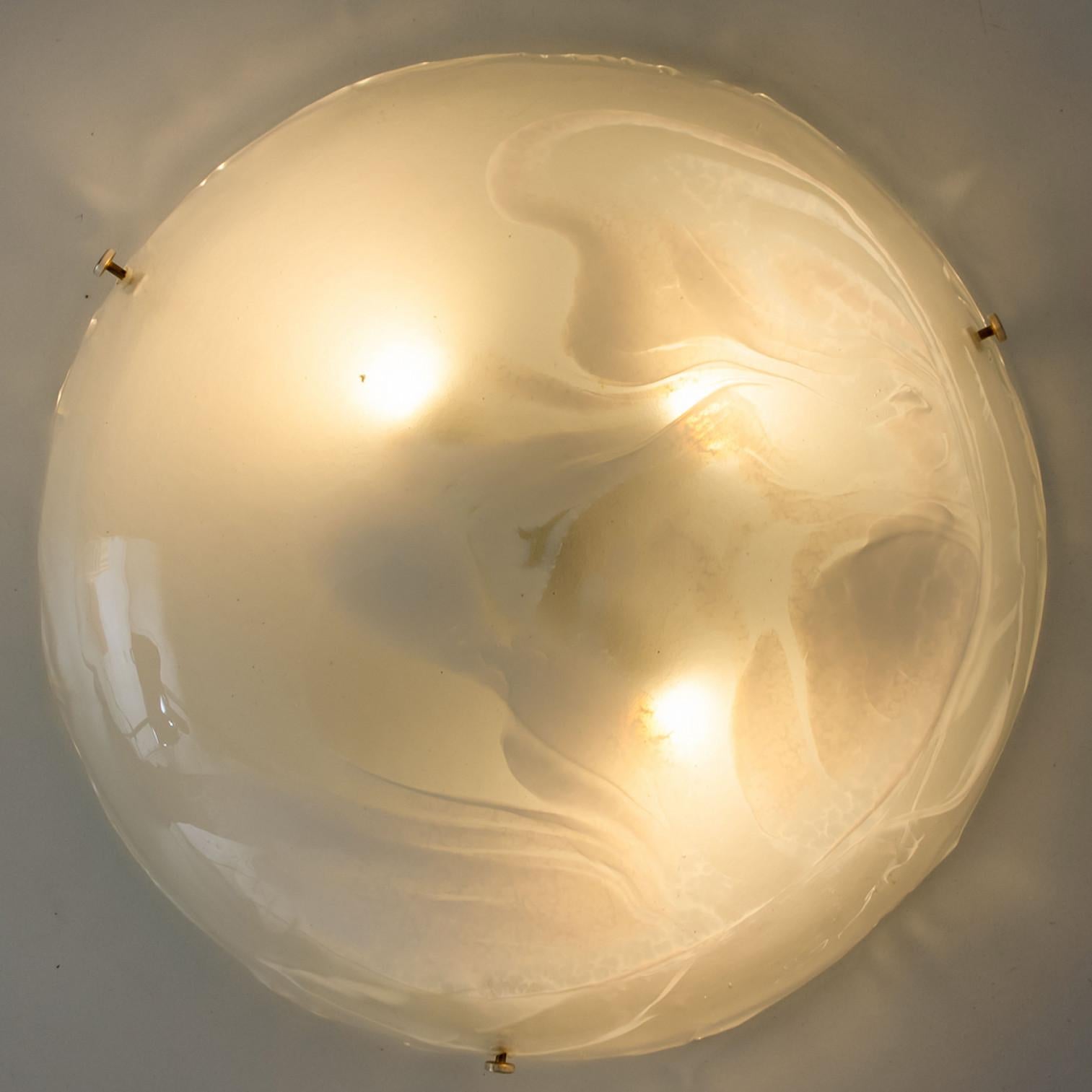 Round Marbled Glass Wall Light by Hillebrand, Germany, 1960s In Good Condition In Rijssen, NL