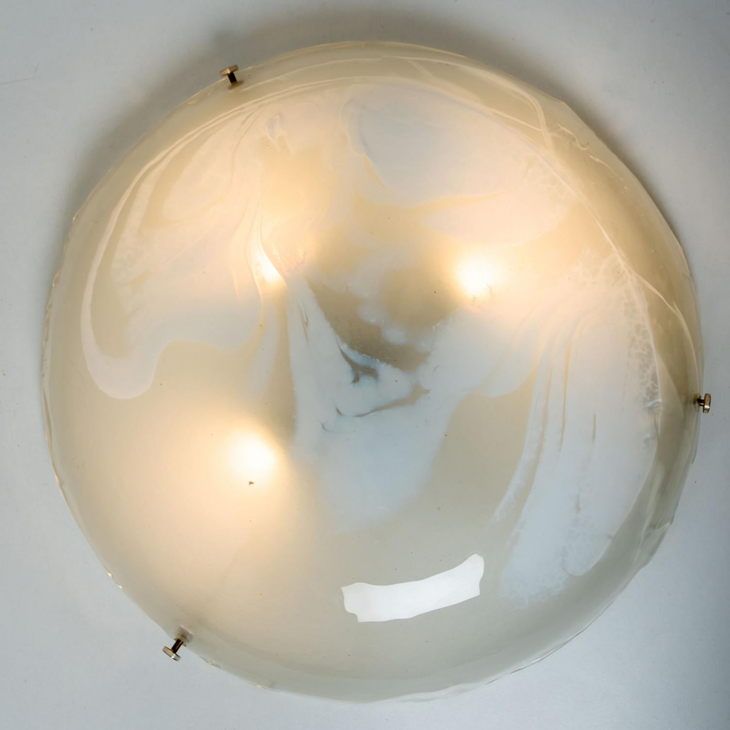 Round Marbled Glass Wall Light by Hillebrand, Germany, 1960s For Sale 2