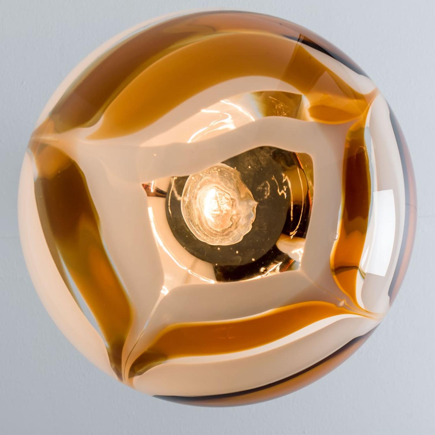 Lampada a sospensione rotonda marmorizzata di Carlo Nason per Mazzega in vendita 6