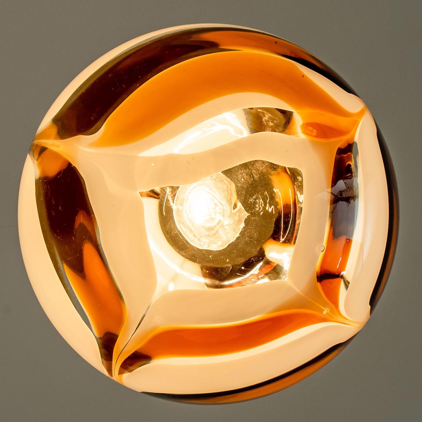 Lampada a sospensione rotonda marmorizzata di Carlo Nason per Mazzega in vendita 9