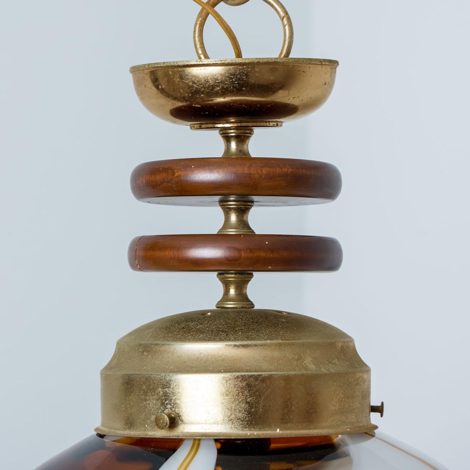 Lampada a sospensione rotonda marmorizzata di Carlo Nason per Mazzega in vendita 1