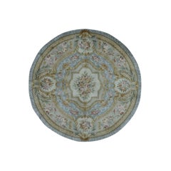 Round Marie Antoinette Design Thick And Plush Savonnerie Rug