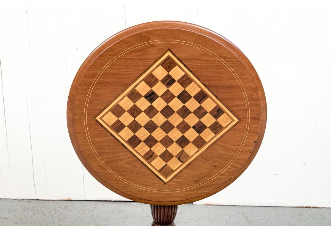 Victorian Round Marquetry Tilt Top Games Table For Sale