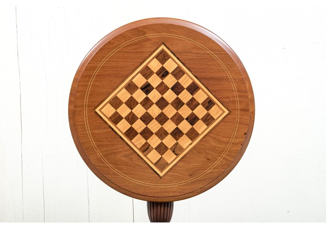 Round Marquetry Tilt Top Games Table In Good Condition For Sale In Bridgeport, CT