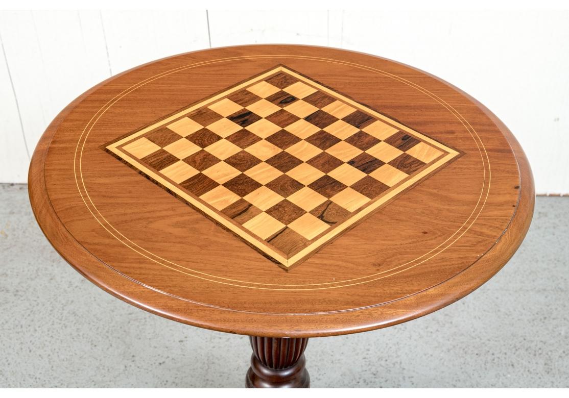20th Century Round Marquetry Tilt Top Games Table For Sale