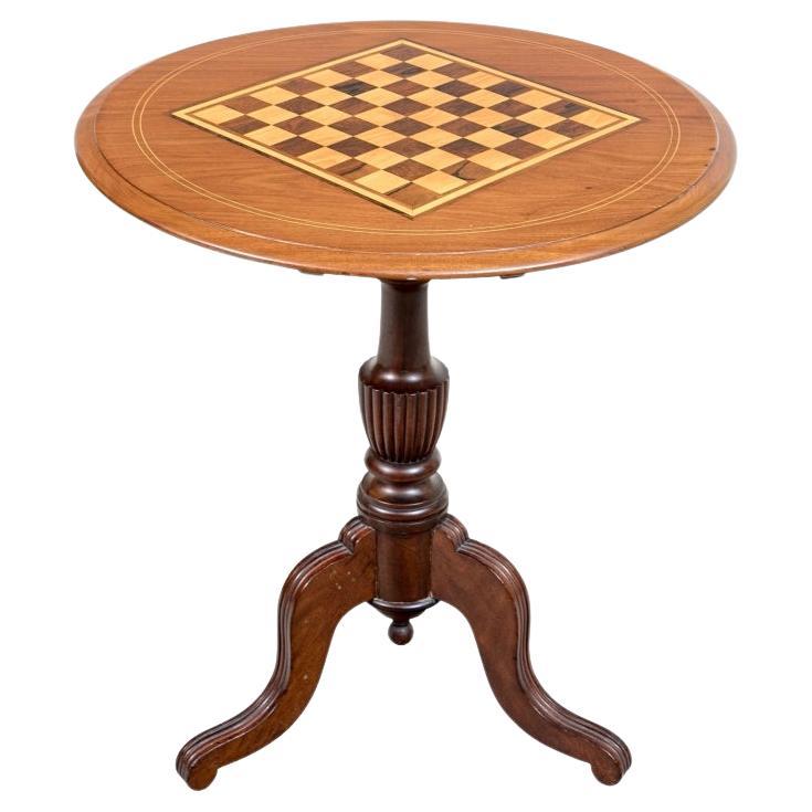 Round Marquetry Tilt Top Games Table For Sale