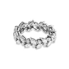 Round & Marquise-Cut 2.56 Carats Diamond Eternity Wedding Ring in 18K Gold