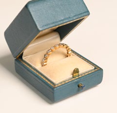Eternity Diamond Gold Band. Marquise and Round Cut Diamond 18k Yellow Gold Band