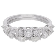 Anello a fascia con diamante rotondo e marquise Set di anelli di fidanzamento in oro bianco 18 carati Regalo