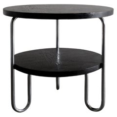 Round Mauser Werke Waldeck Side Bauhaus Table in Metal & Beech Produced in 1940s