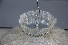 Round Mazzega Murano Glass Transparent Leaves Italian Design, 1970