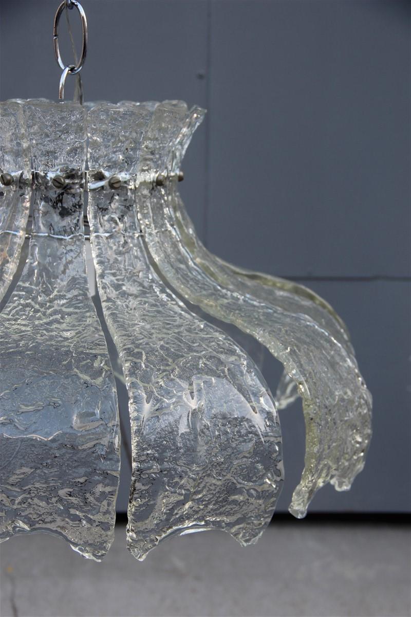 Mid-Century Modern Round Mazzega Murano Glass Transparent Leaves Italian Design, 1970 For Sale