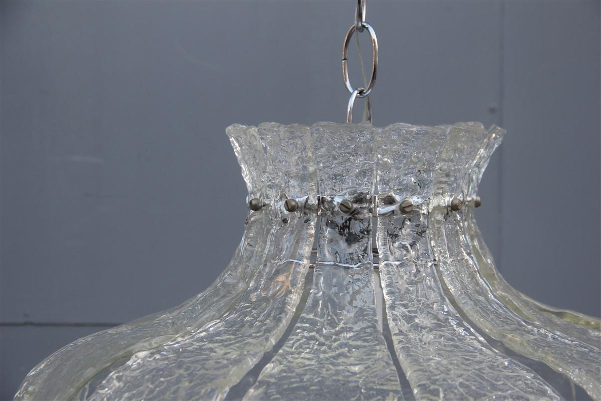 Late 20th Century Round Mazzega Murano Glass Transparent Leaves Italian Design, 1970 For Sale