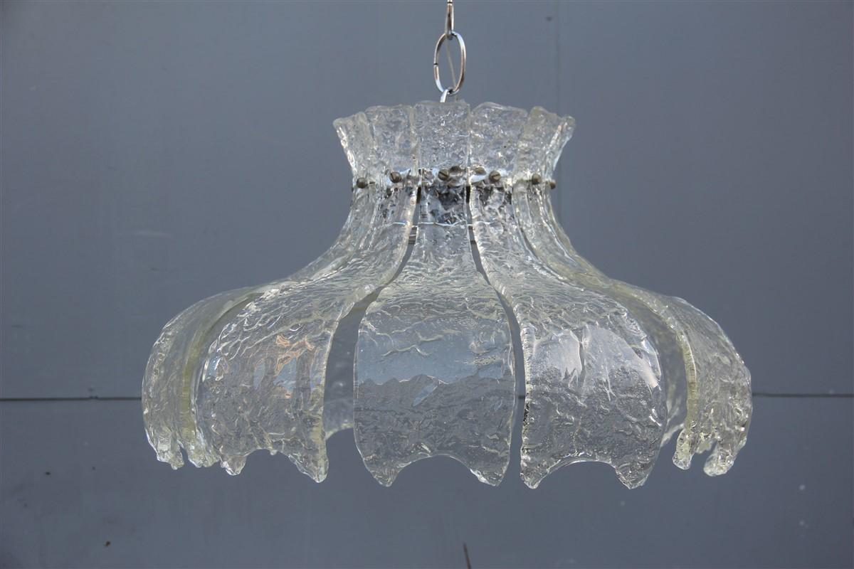 Round Mazzega Murano Glass Transparent Leaves Italian Design, 1970 For Sale 1