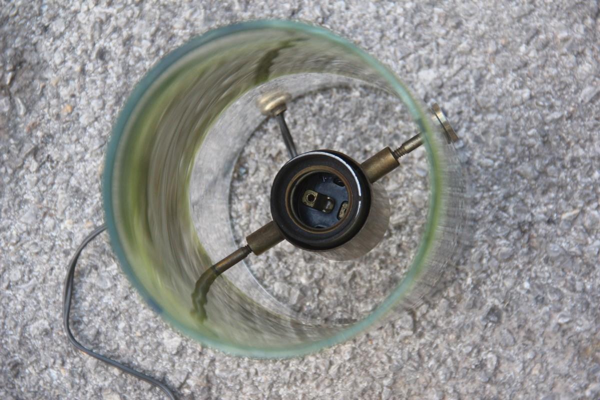 Mid-Century Modern Round Mazzega Table Lamp Green Glass Murano Italian Design 1960s