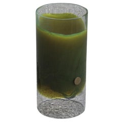 Round Mazzega Table Lamp Green Glass Murano Italian Design 1960s