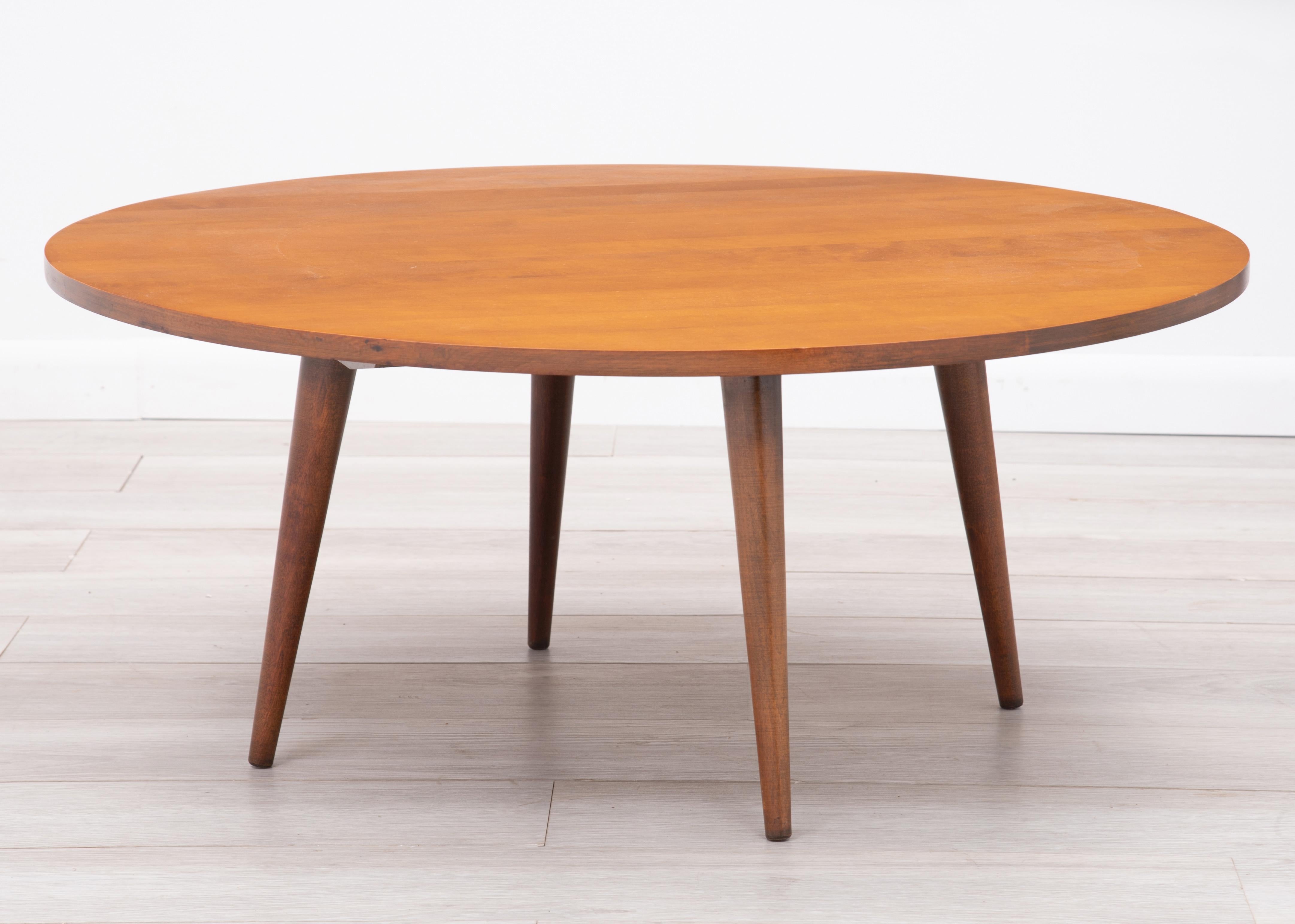 Round Paul McCobb Planner Group Coffee Table Winchendon Unmarked 1950s In Good Condition For Sale In Forest Grove, PA
