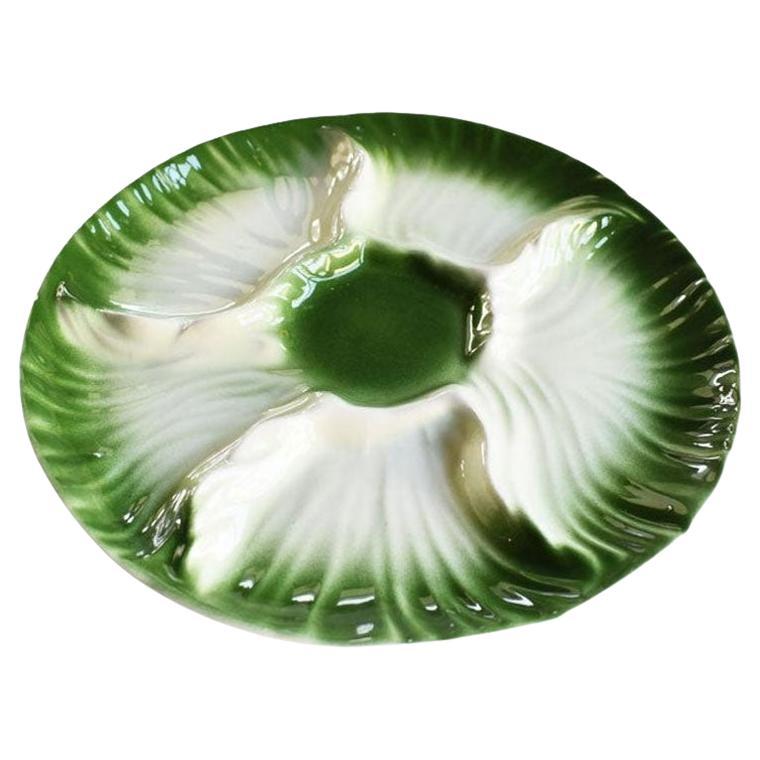 Round MCM Cabbageware or Lettuceware Bok Choy Ceramic Serving Platter in Green
